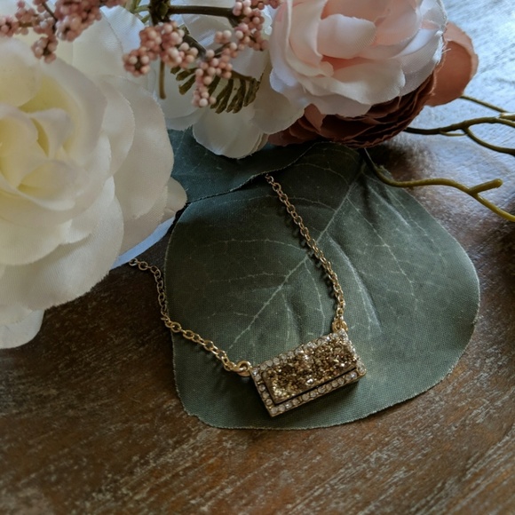 Gold Druzy Natural Stone Necklace - Picture 2 of 4